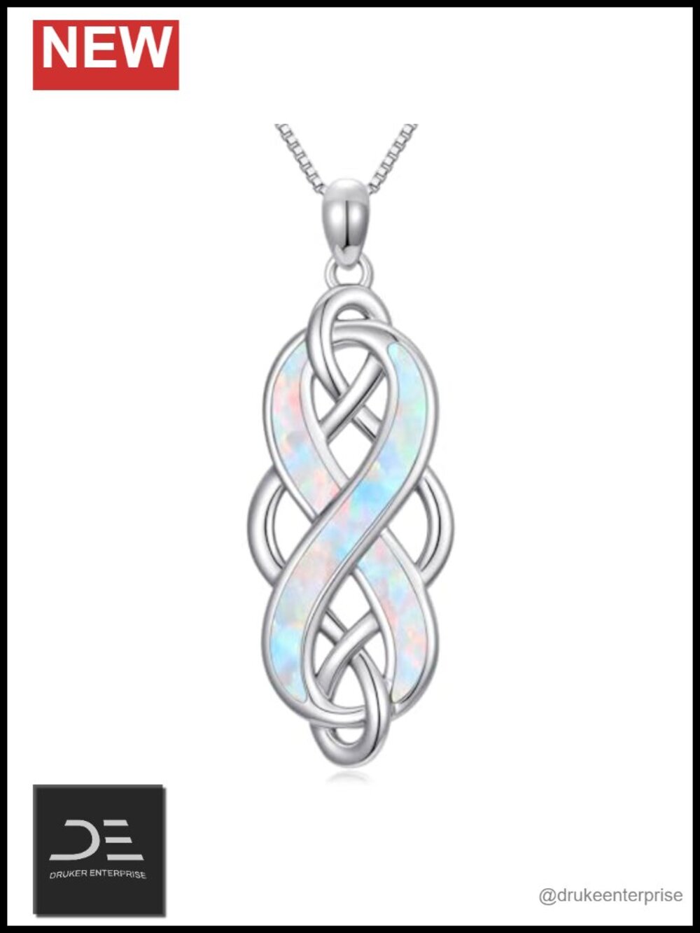 Celtic Knot Opal Pendant Necklace Trinity Infinity Irish Jewelry Women